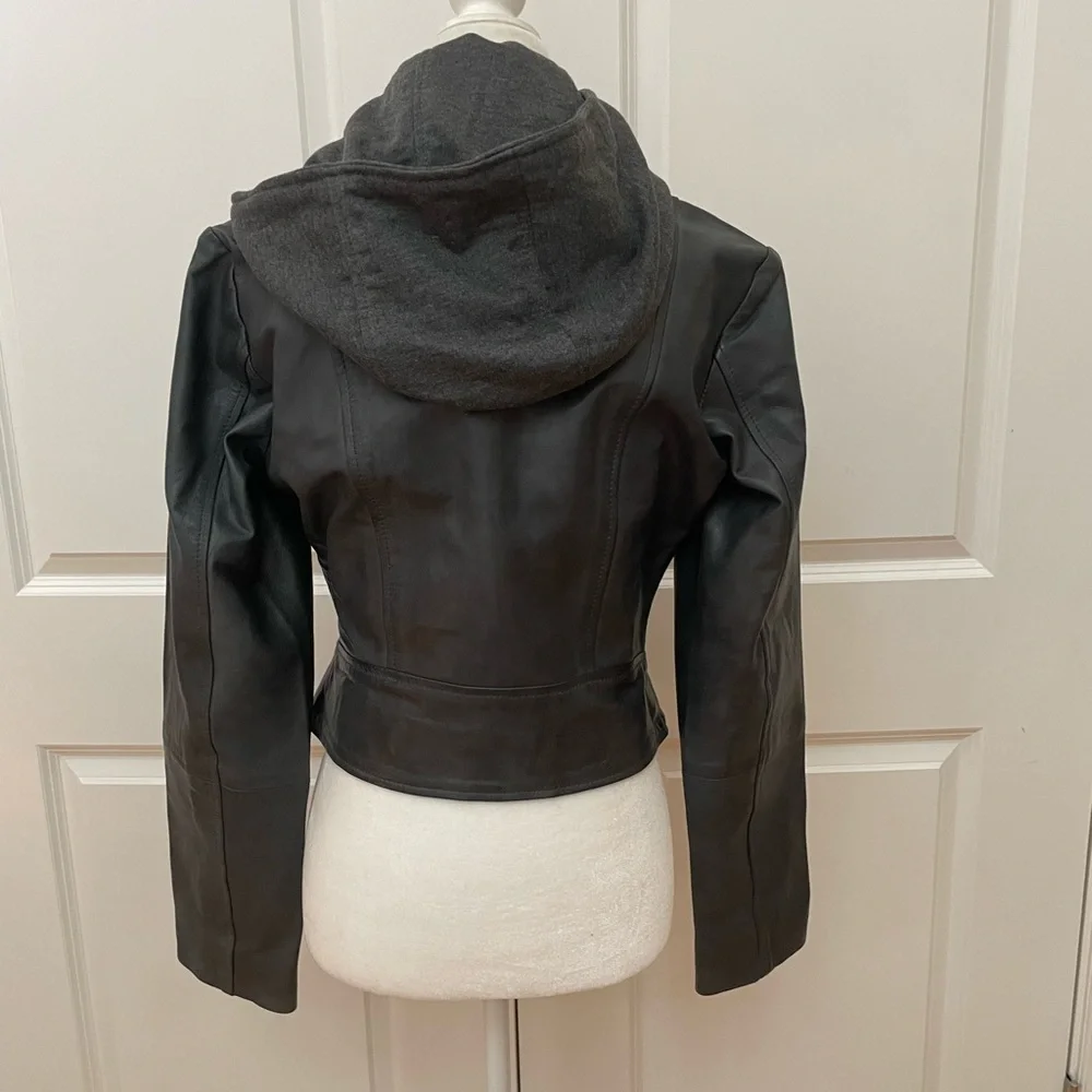 Genuine Leather Moto Jacket With Detachable Hood from BOD & CHRISTENSEN - Picture 4 of 12